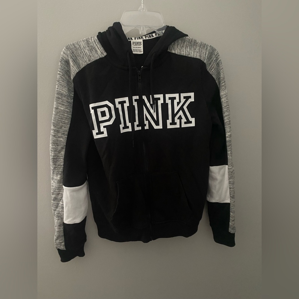 Black Zip Up Sweatshirt from PINK